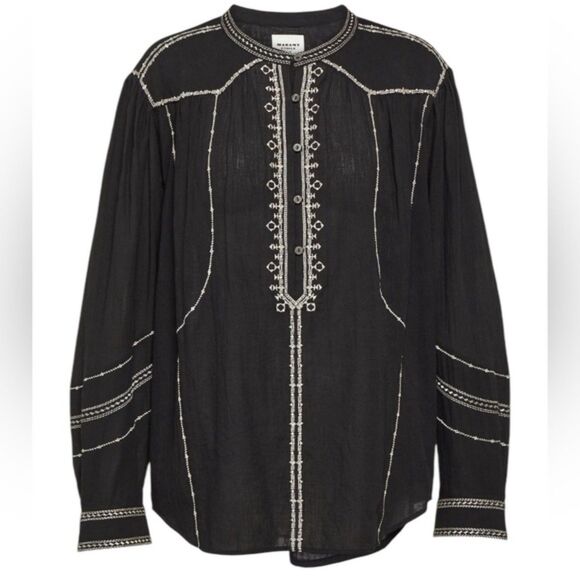 Isabel Marant Etoile Pelson Embroidered Cotton Blouse NWOT Size Large - Picture 2 of 6